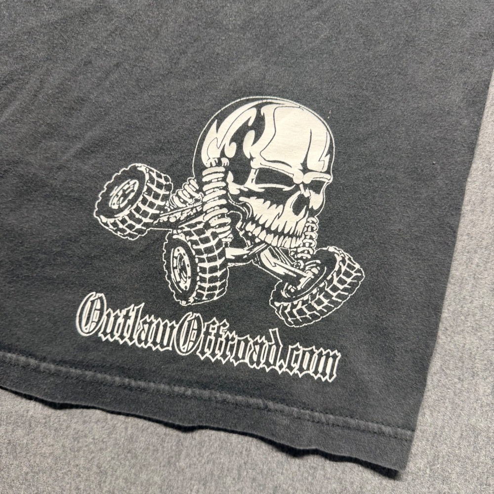 Outlaw Offroad Mens XL Graphic T-Shirt Black Monster Truck Skull Off-Roading Tee